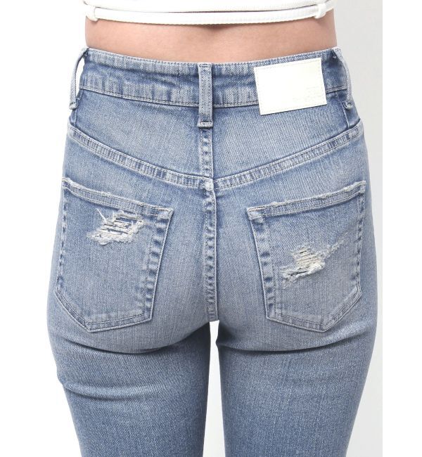 GYDA「ハイウエストcut out poketダメージスキニーデニムパンツ」|デニム|