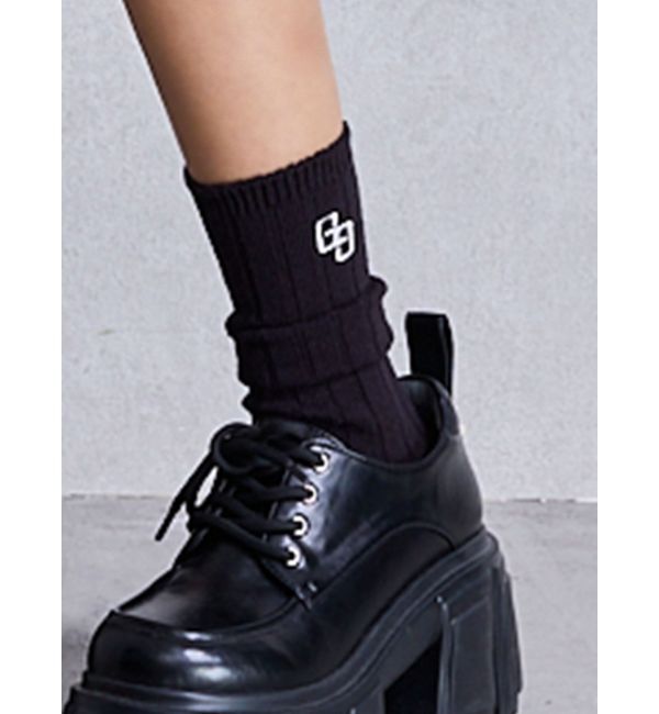 GYDA「GG WIDE RIB LOOSE SOX」|ソックス|ブラック