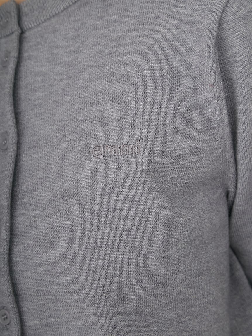 emmi atelier「ウール混emmiロゴクルーネックニットカーディガン」|カーディガン|