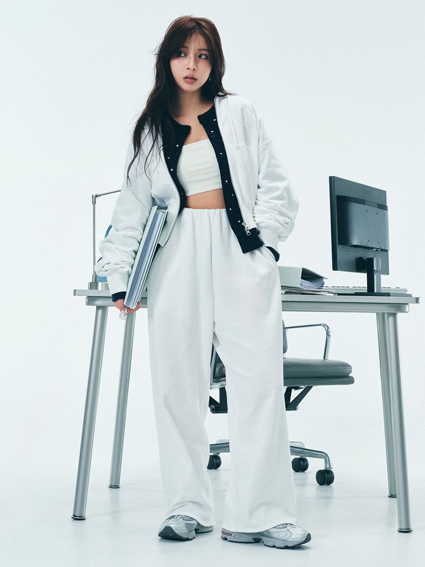 emmi atelier「ウール混emmiロゴクルーネックニットカーディガン」|カーディガン|