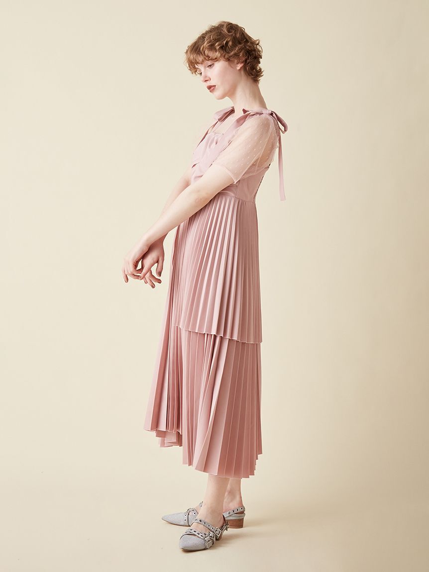 FURFUR「プリーツデザインドッキングドレス」|ドレス|