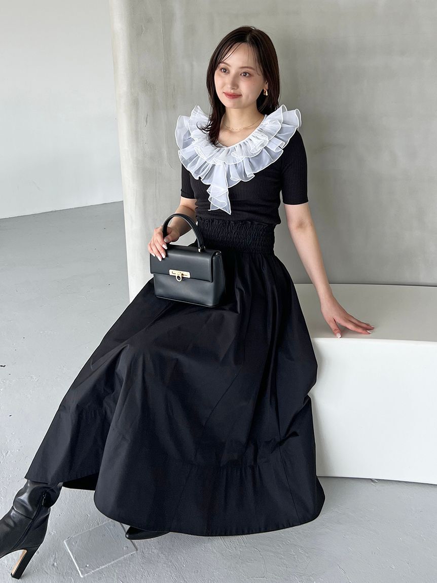 SNIDEL「フリルカラーカットプルオーバー」|Tシャツ・カットソー|