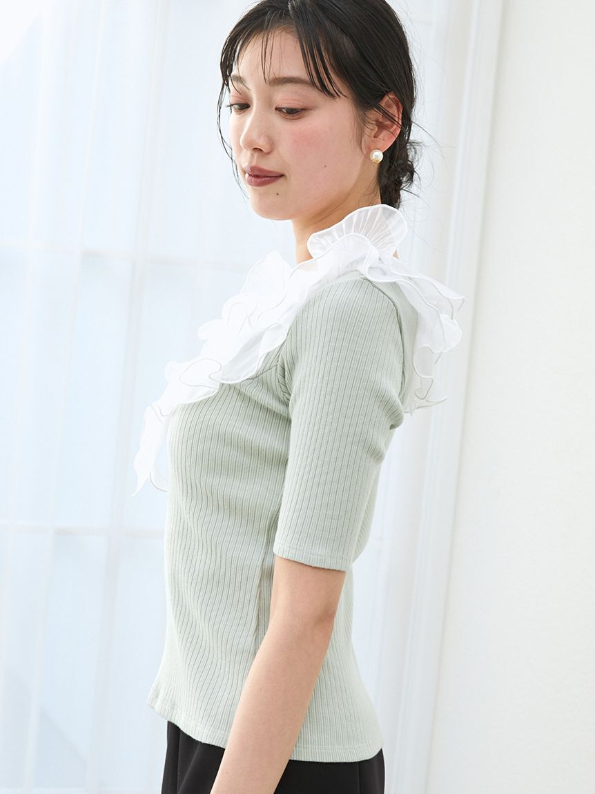 SNIDEL「フリルカラーカットプルオーバー」|Tシャツ・カットソー|