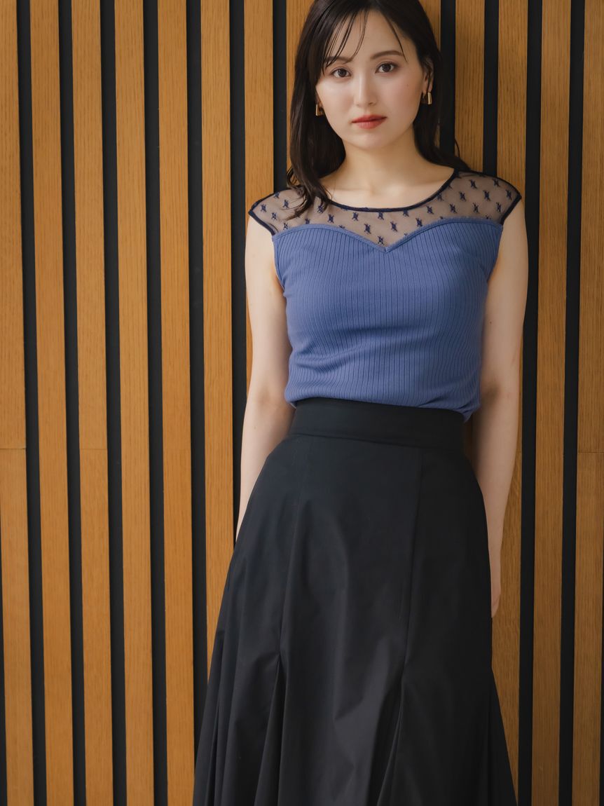 SNIDEL「シアー切替カットプルオーバー」|Tシャツ・カットソー|