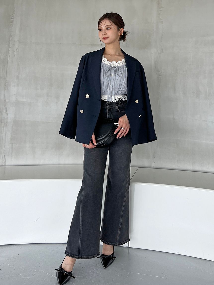 SNIDEL「クロップドコットンフリルブラウス」|シャツ・ブラウス|