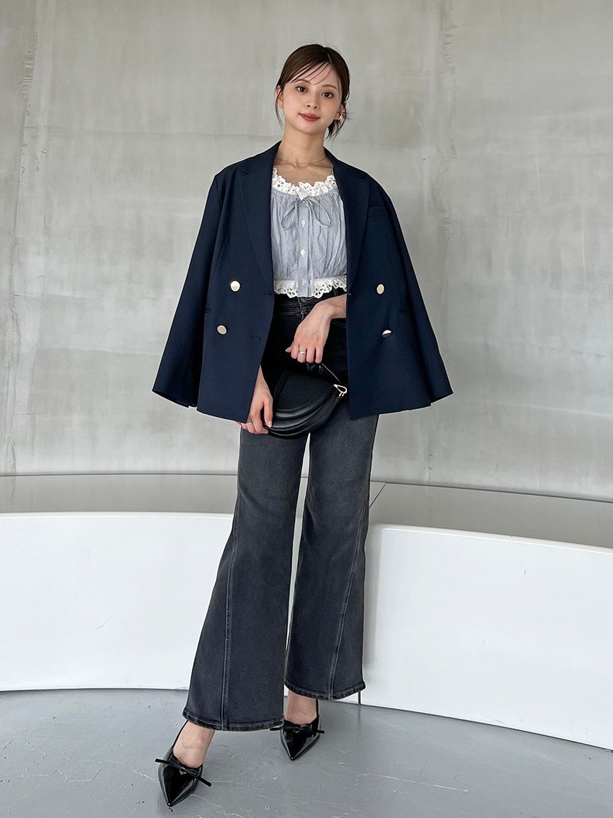 SNIDEL「クロップドコットンフリルブラウス」|シャツ・ブラウス|