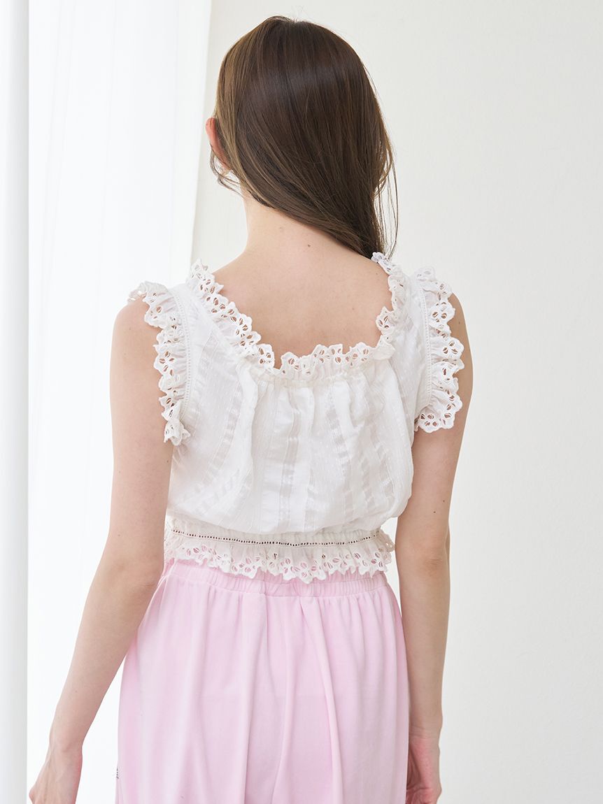 SNIDEL「クロップドコットンフリルブラウス」|シャツ・ブラウス|