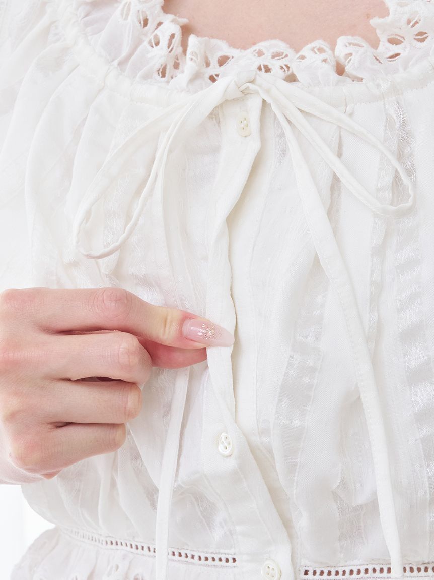 SNIDEL「クロップドコットンフリルブラウス」|シャツ・ブラウス|