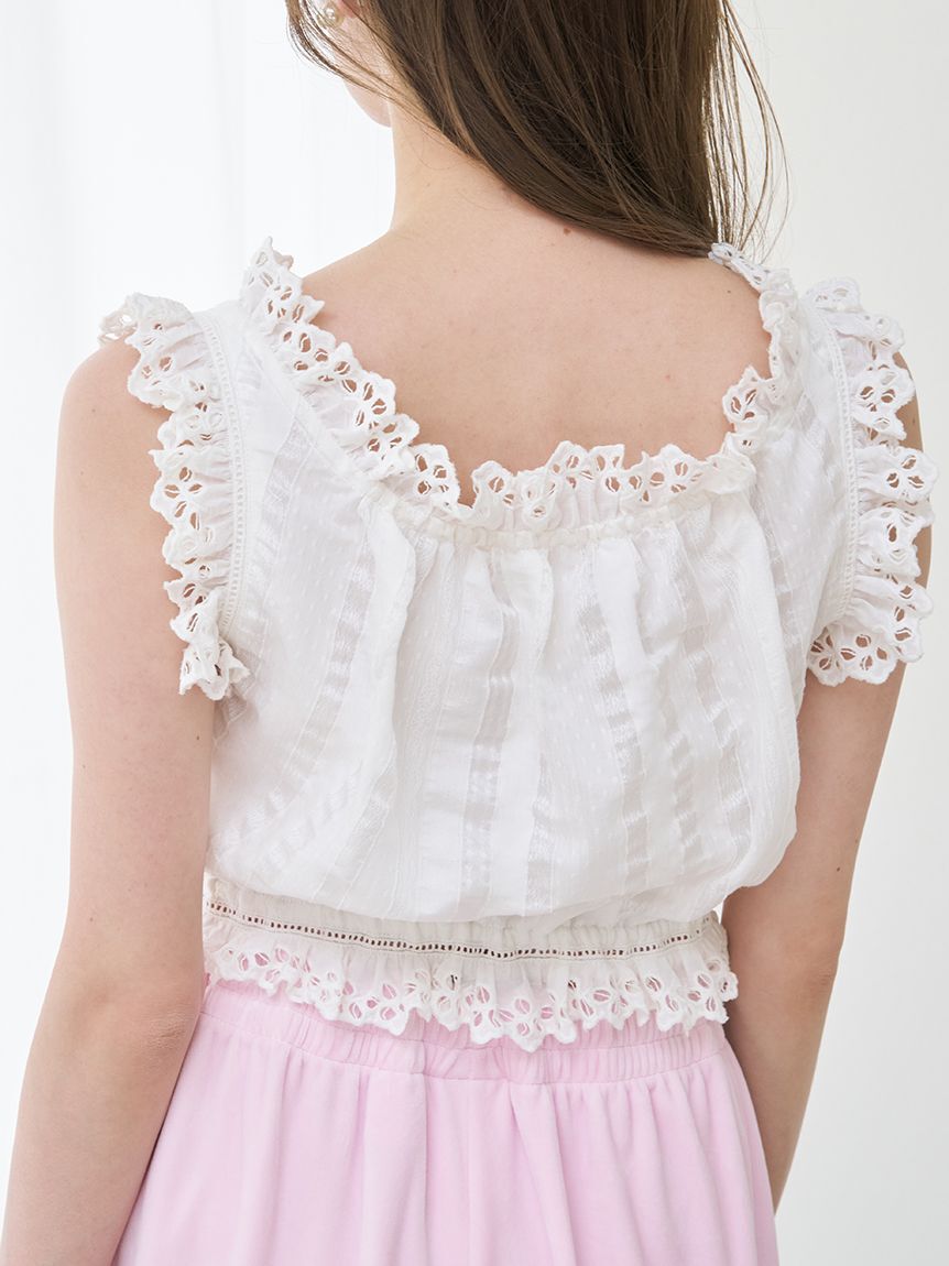 SNIDEL「クロップドコットンフリルブラウス」|シャツ・ブラウス|