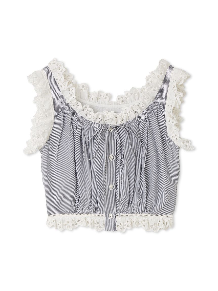 SNIDEL「クロップドコットンフリルブラウス」|シャツ・ブラウス|