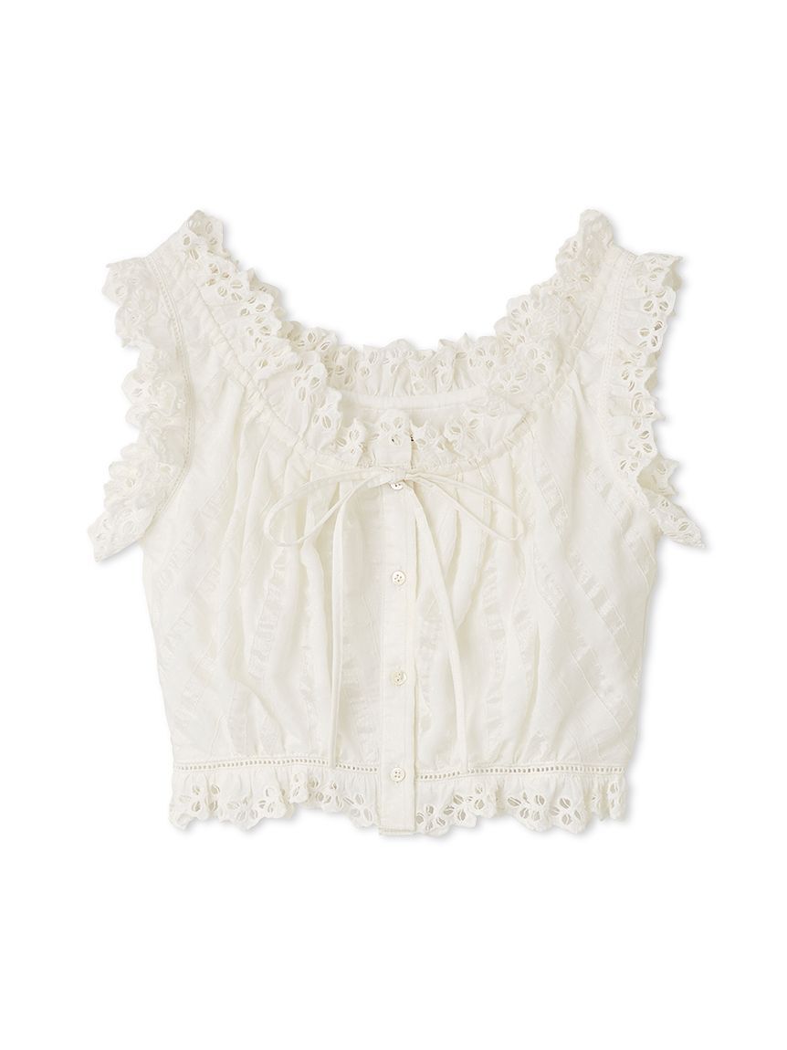 SNIDEL「クロップドコットンフリルブラウス」|シャツ・ブラウス|