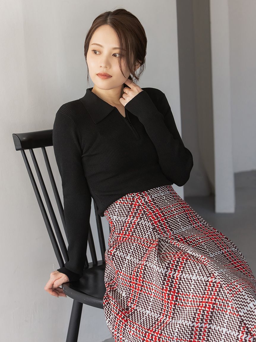 SNIDEL「ハーフジップポロニットプルオーバー」|ニット・セーター|