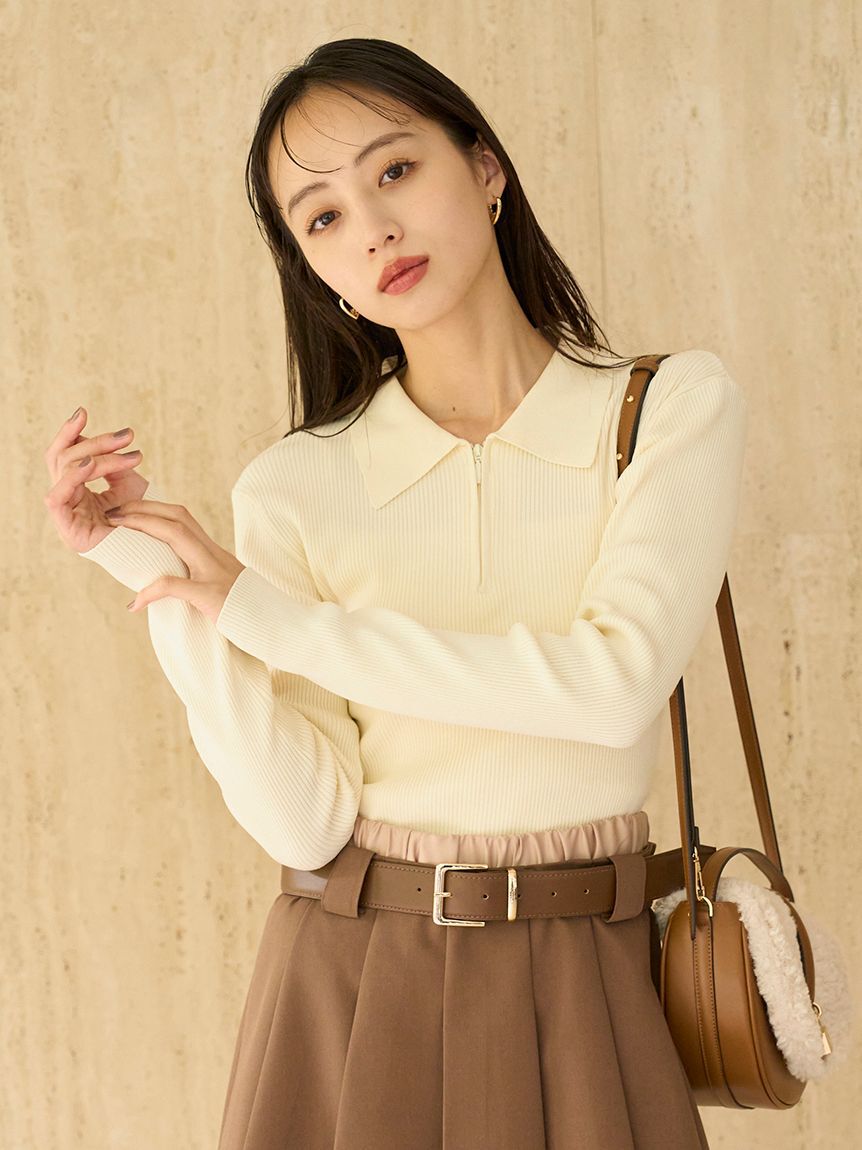 SNIDEL「ハーフジップポロニットプルオーバー」|ニット・セーター|