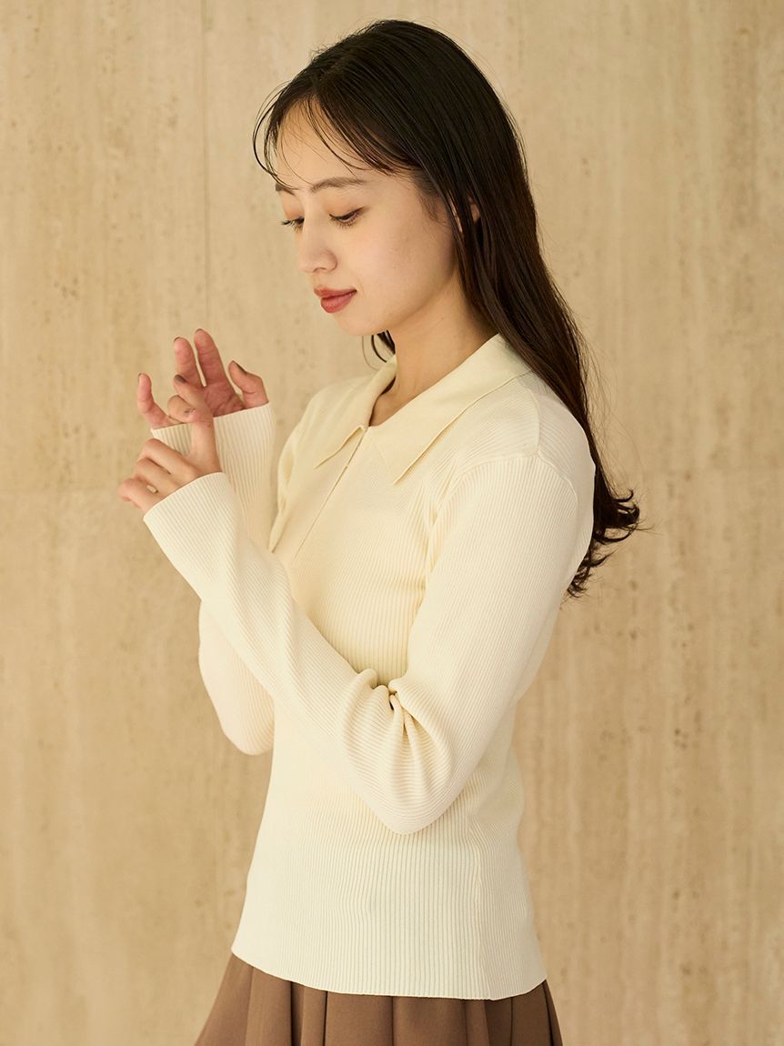 SNIDEL「ハーフジップポロニットプルオーバー」|ニット・セーター|