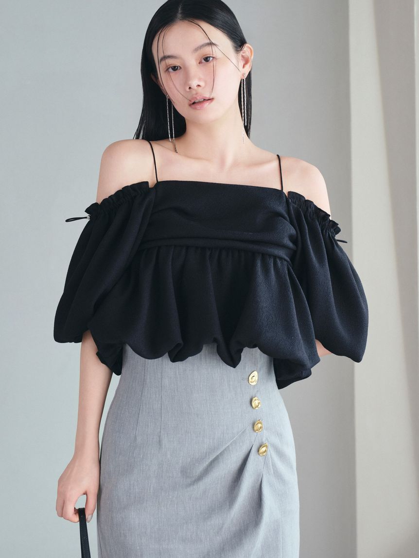 FRAY I.D「3wayオフショルパフスリーブブラウス／ウォッシャブル」|シャツ・ブラウス|BLK