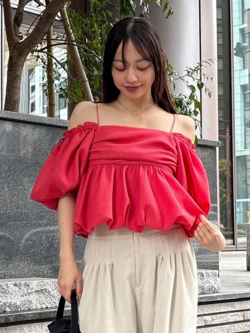 FRAY I.D「3wayオフショルパフスリーブブラウス／ウォッシャブル」|シャツ・ブラウス|RED