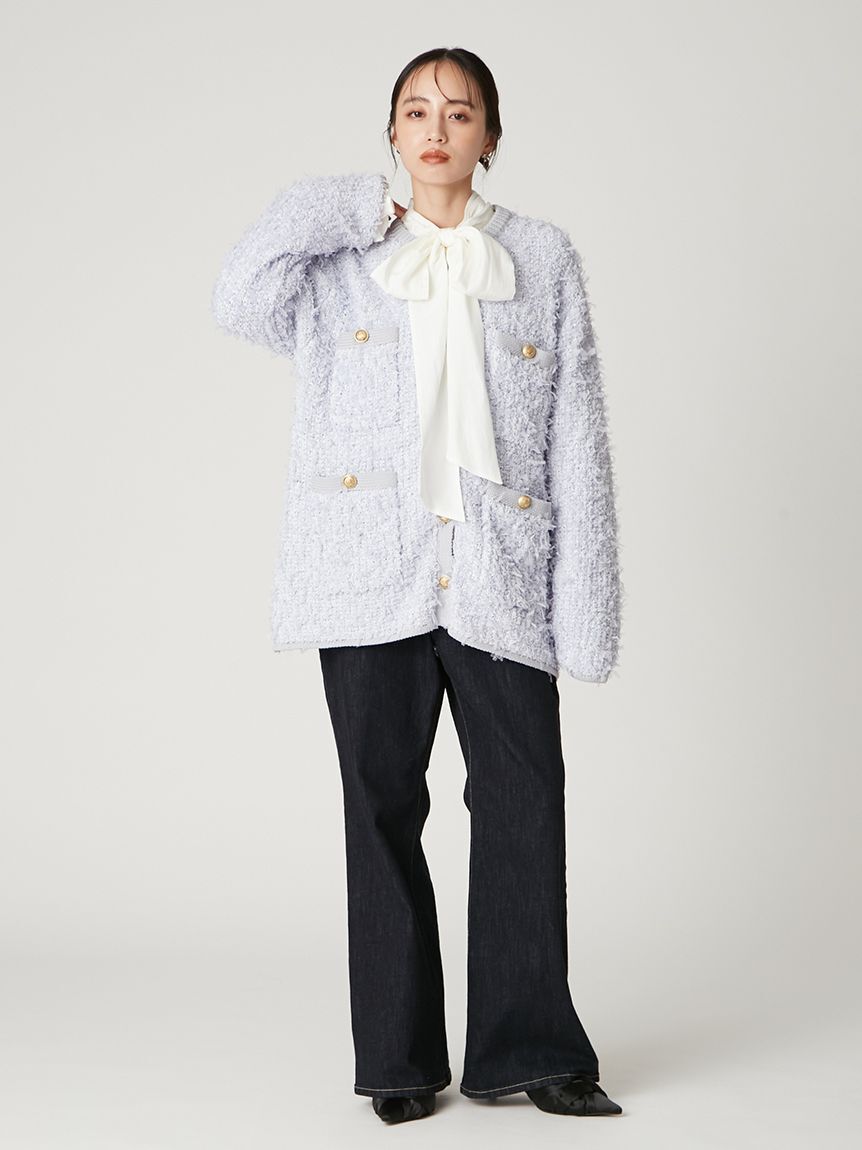 FRAY I.D「リボンヤーンニットツイードジャケット」|ニット・セーター|