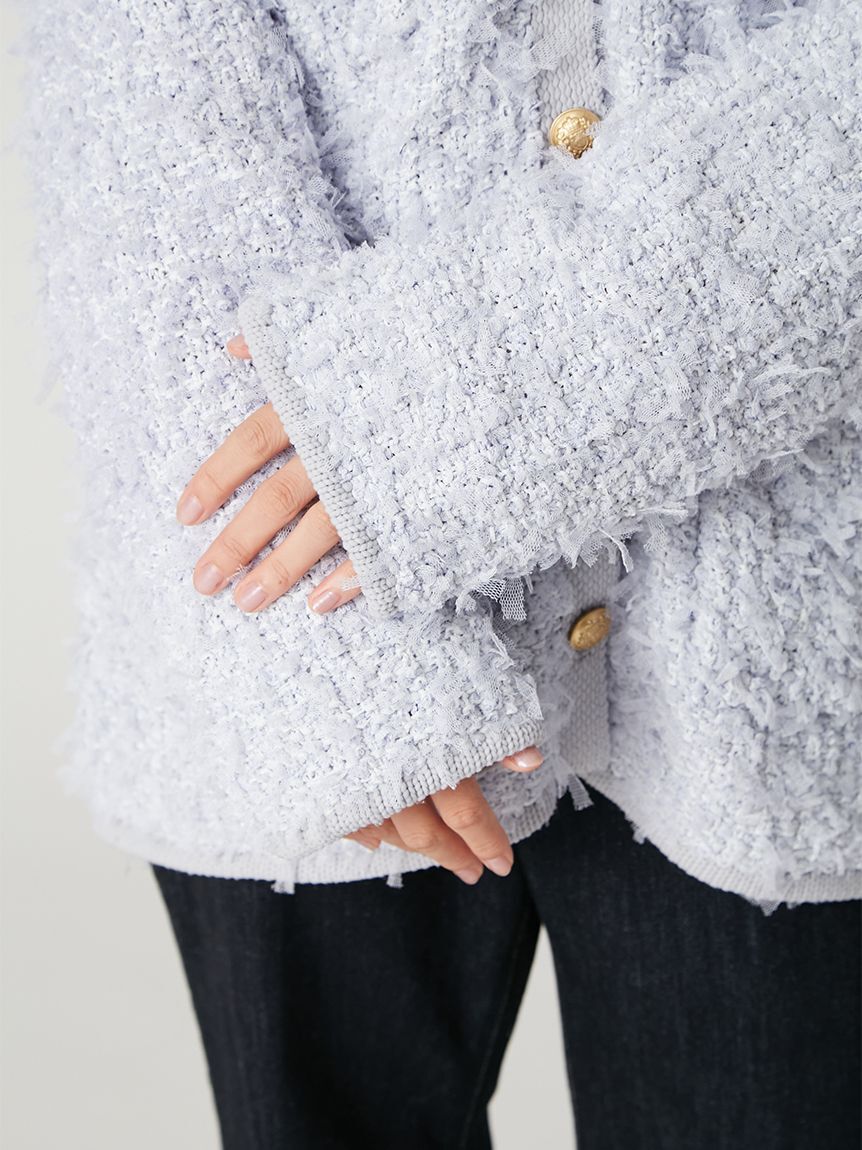 FRAY I.D「リボンヤーンニットツイードジャケット」|ニット・セーター|