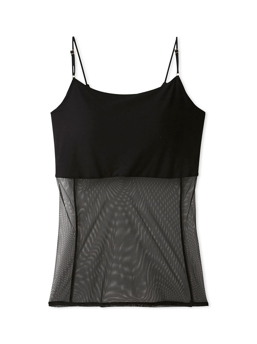 LILY BROWN Lingerie「【LILY BROWN Lingerie】カップ付ハーフシアーキャミ」|キャミソール|BLK