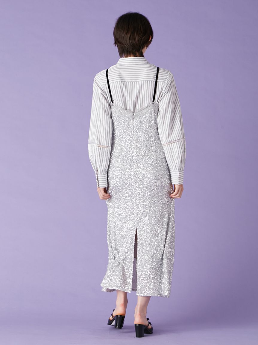 LILY BROWN「[L.B CANDY STOCK]シャツコンビビジューワンピース(Hearts2Hearts着用)」|ワンピース|