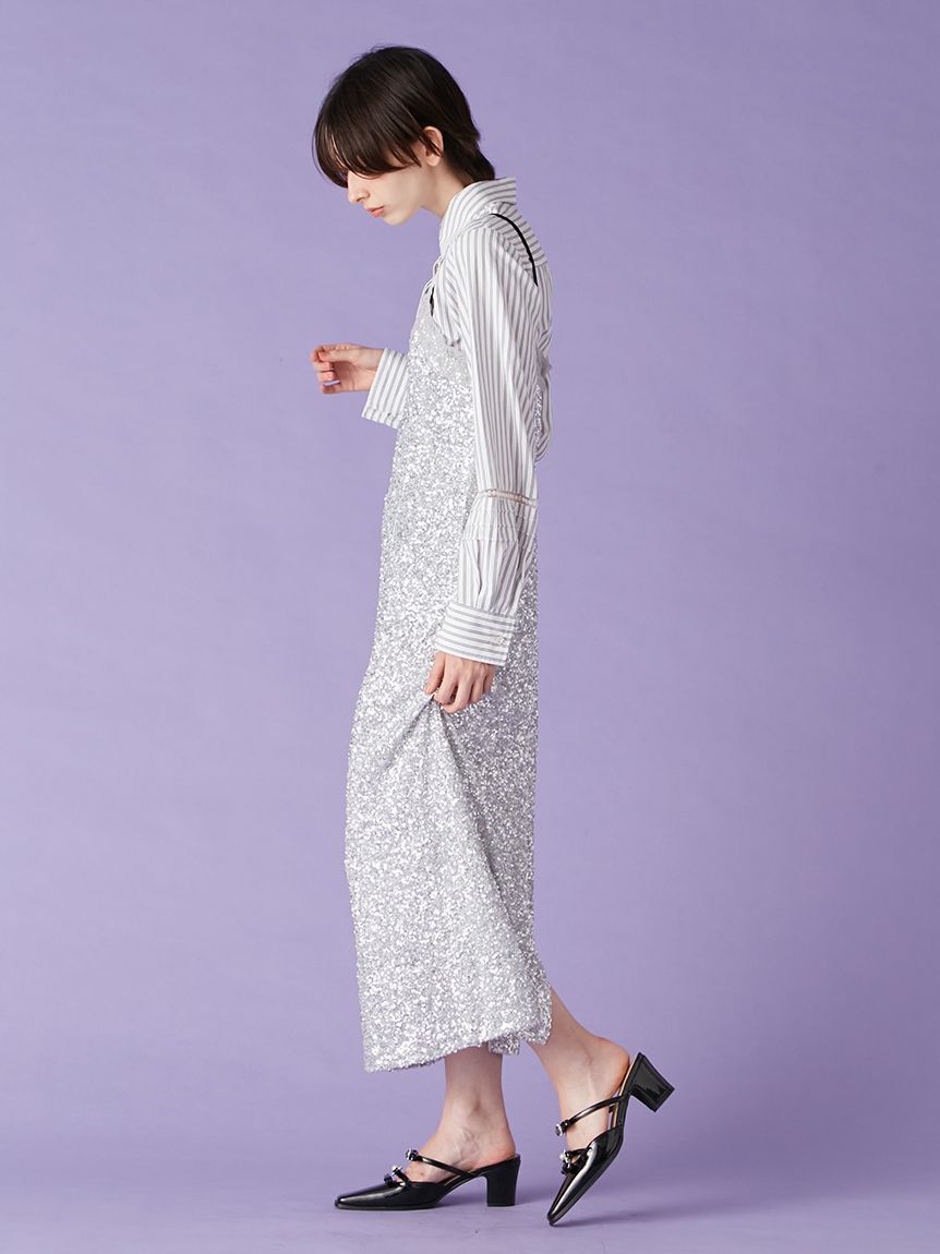 LILY BROWN「[L.B CANDY STOCK]シャツコンビビジューワンピース(Hearts2Hearts着用)」|ワンピース|