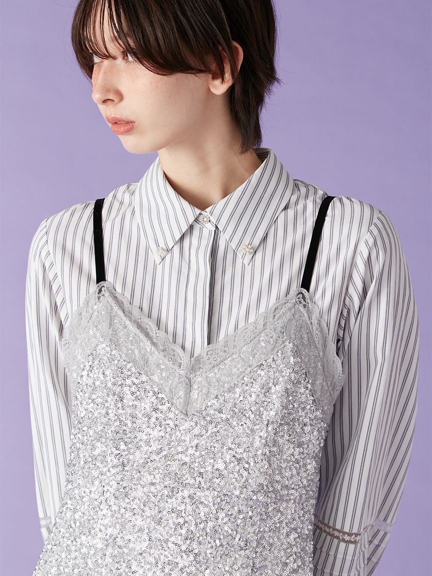 LILY BROWN「[L.B CANDY STOCK]シャツコンビビジューワンピース(Hearts2Hearts着用)」|ワンピース|