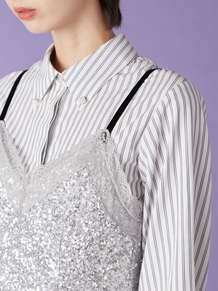 LILY BROWN「[L.B CANDY STOCK]シャツコンビビジューワンピース(Hearts2Hearts着用)」|ワンピース|