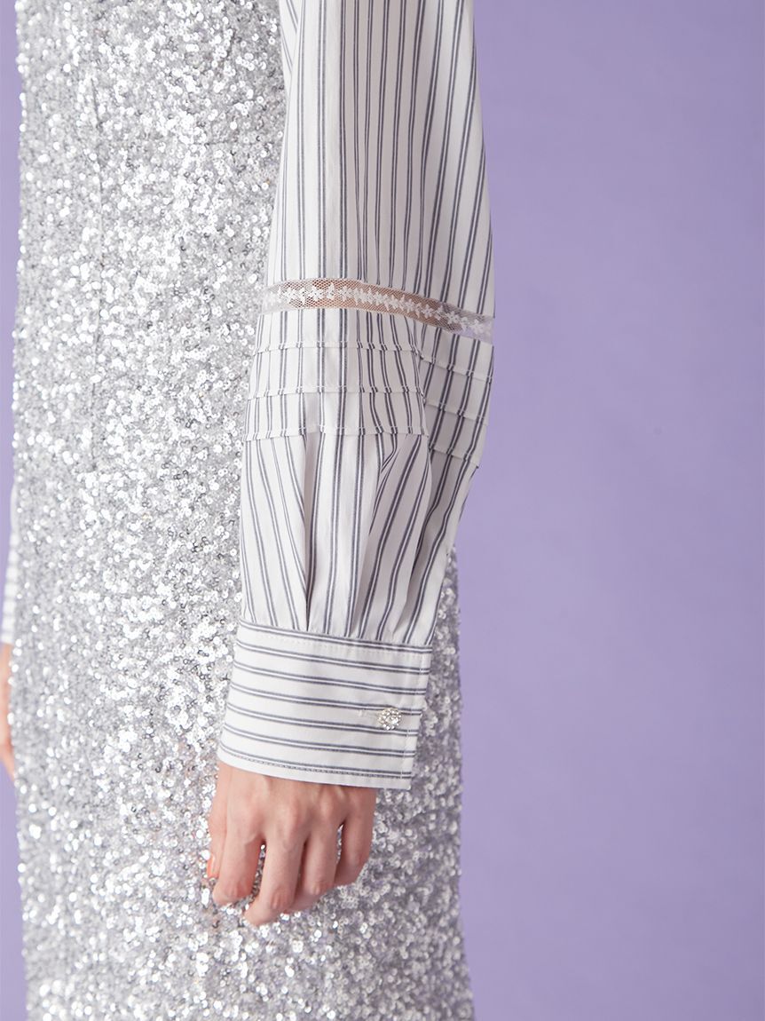 LILY BROWN「[L.B CANDY STOCK]シャツコンビビジューワンピース(Hearts2Hearts着用)」|ワンピース|