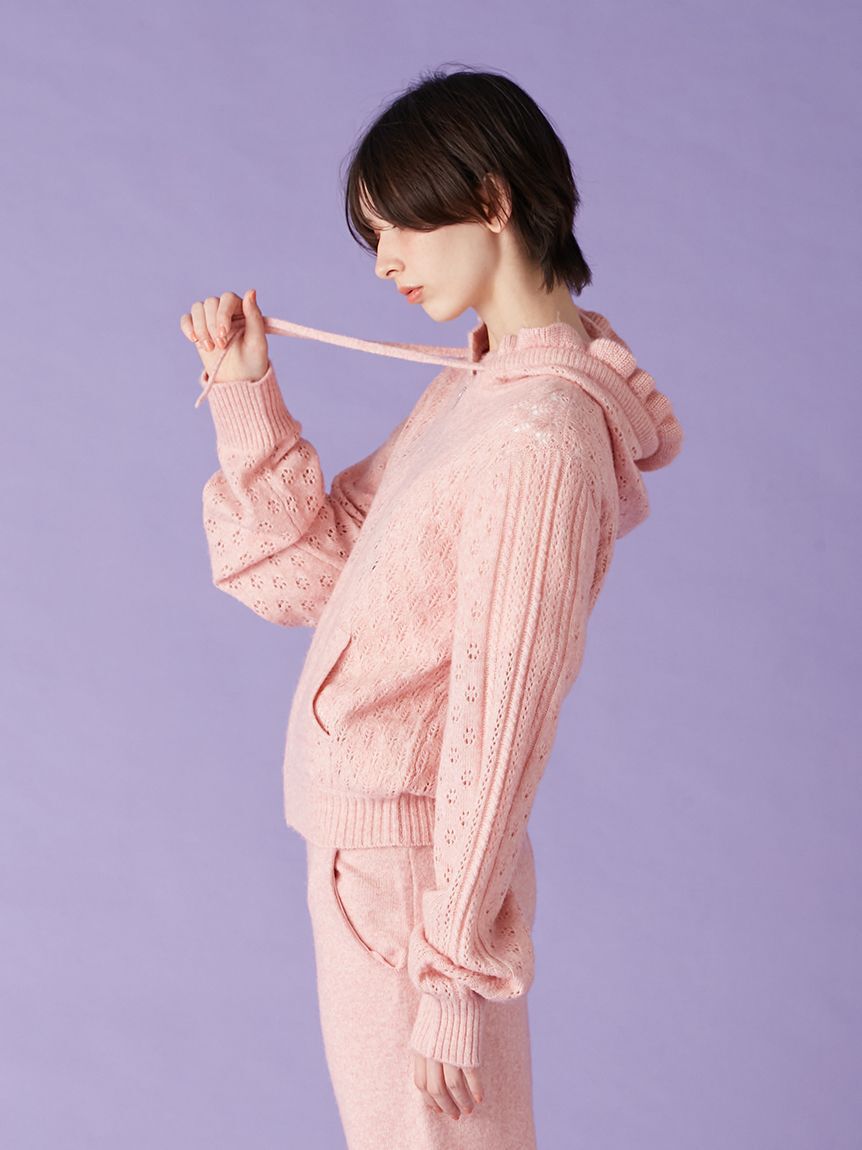 LILY BROWN「透かし編ニットパーカー」|パーカー|