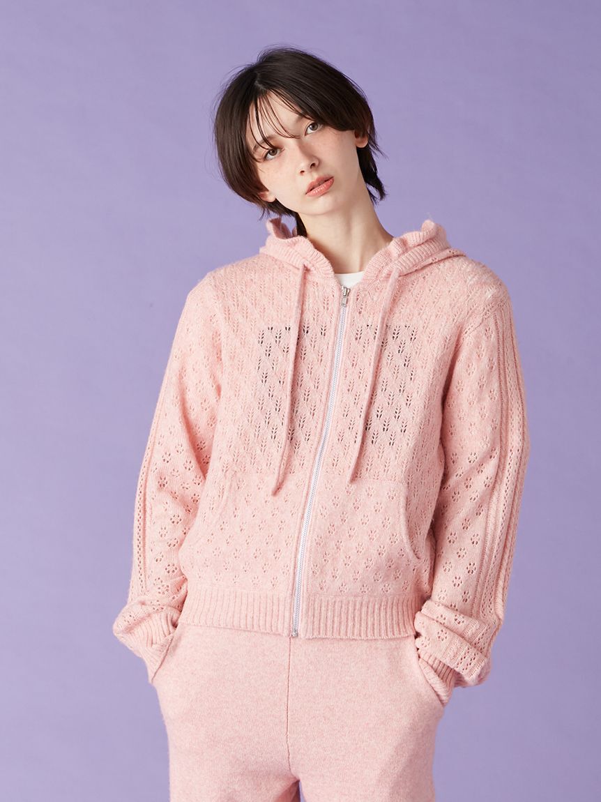 LILY BROWN「透かし編ニットパーカー」|パーカー|
