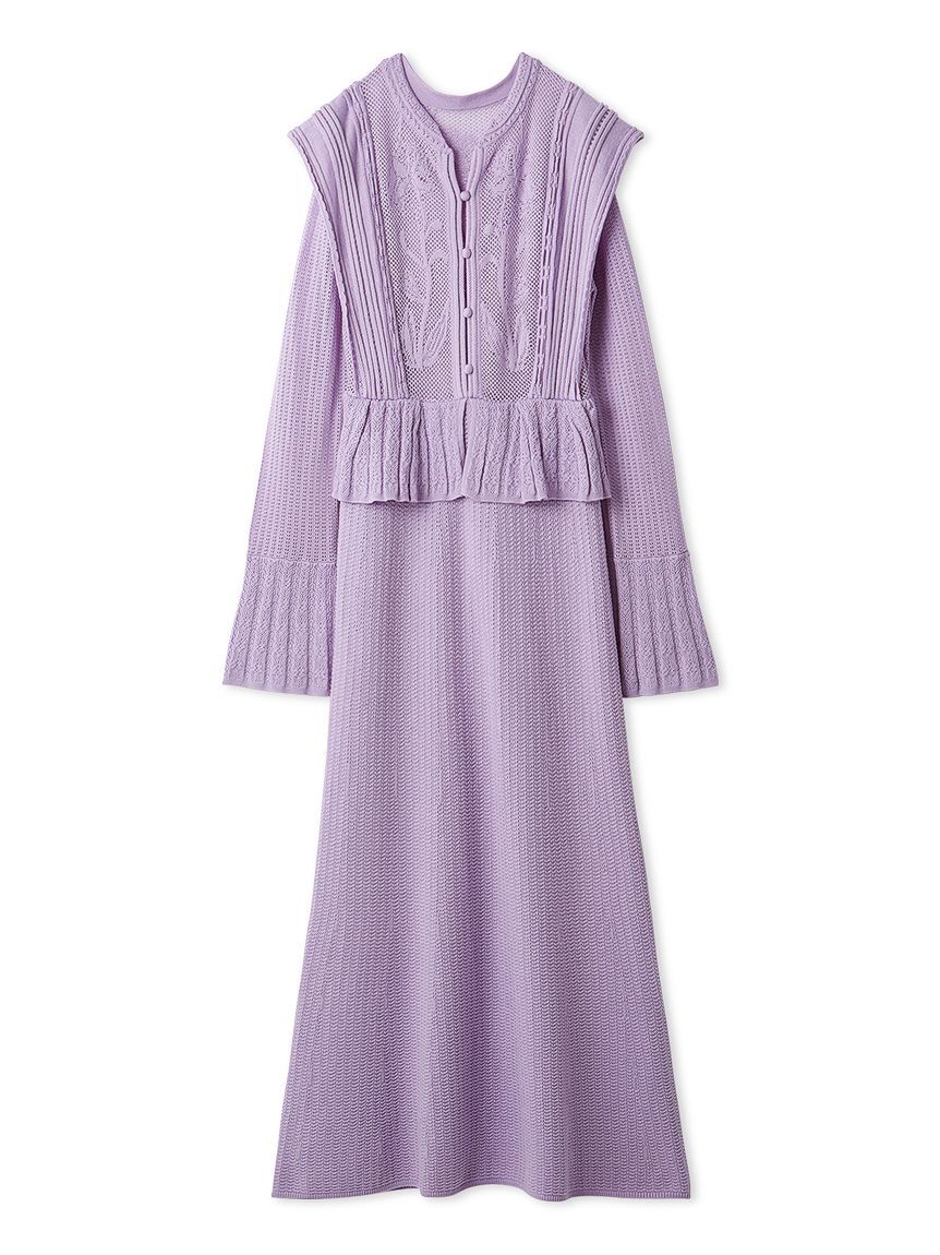 LILY BROWN「スイッチングクロシェニットワンピース」|ワンピース|