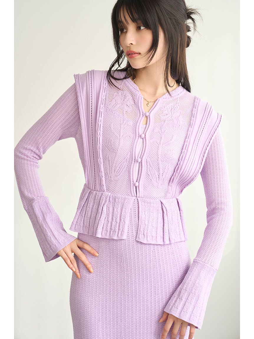 LILY BROWN「スイッチングクロシェニットワンピース」|ワンピース|