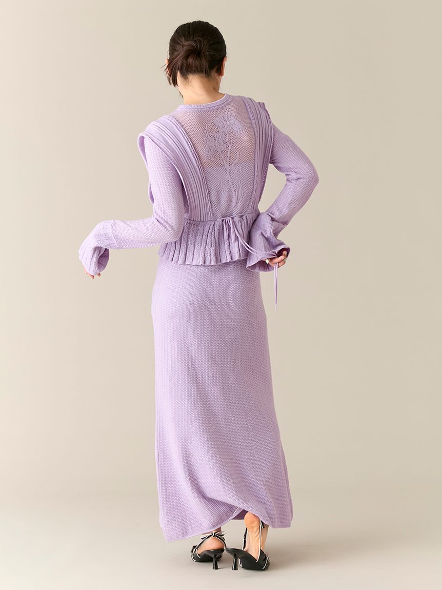 LILY BROWN「スイッチングクロシェニットワンピース」|ワンピース|