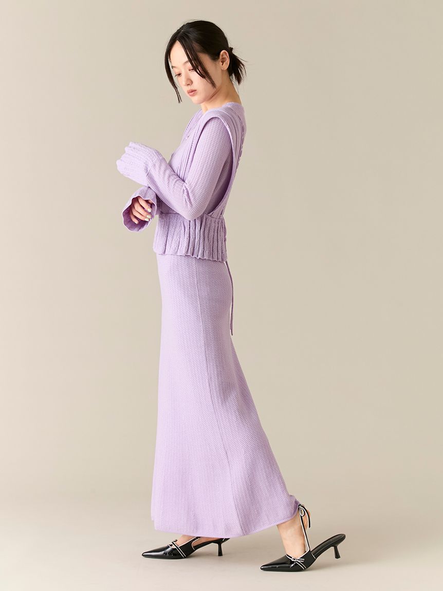 LILY BROWN「スイッチングクロシェニットワンピース」|ワンピース|