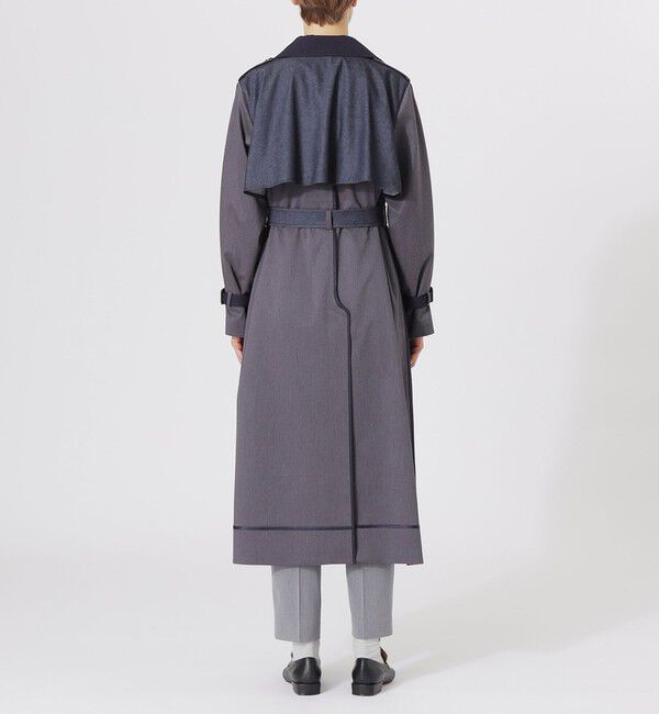  「デニムライクブロッキングトレンチコート」|トレンチコート|