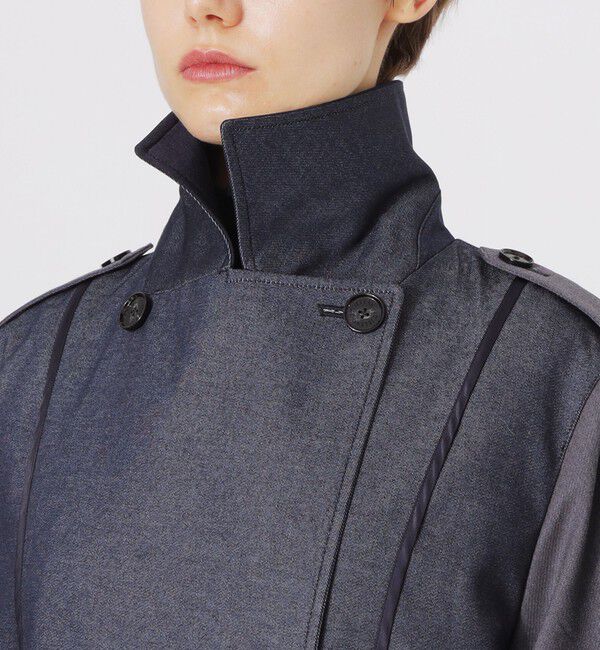  「デニムライクブロッキングトレンチコート」|トレンチコート|