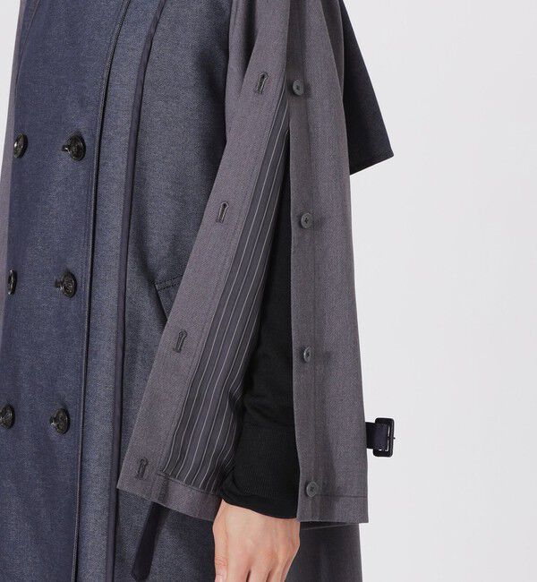  「デニムライクブロッキングトレンチコート」|トレンチコート|