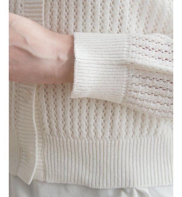 ikka「透かし編みVネックカーディガン」|その他|