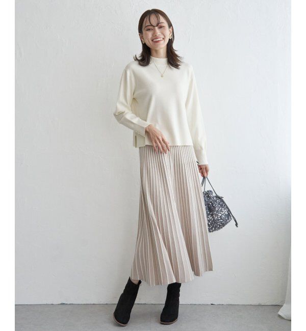 IKKA LOUNGE「配色ニットアップ」|その他|ベージュ