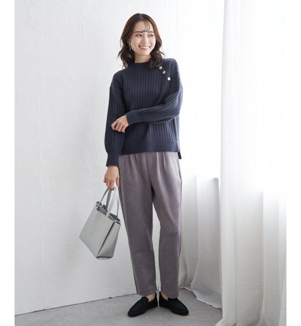 ikka「肩ボタンワイドリブニットプルオーバー」|プルオーバー|