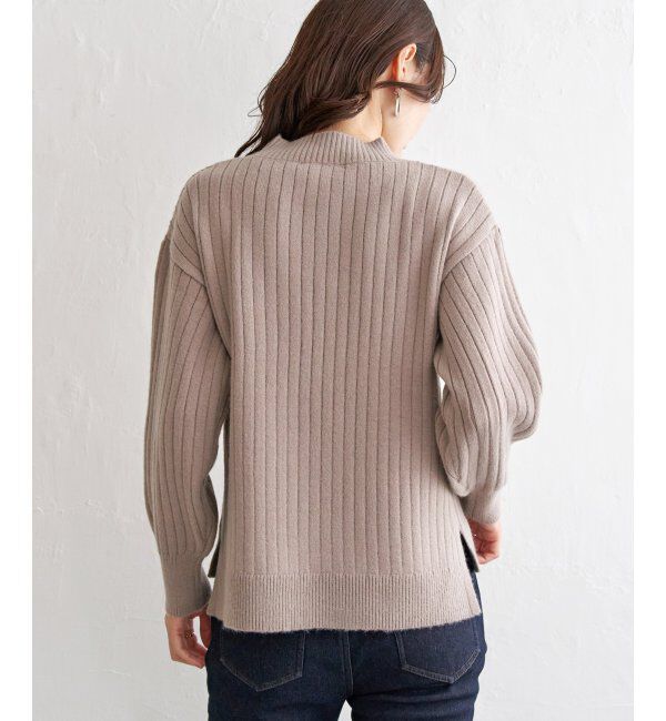 ikka「肩ボタンワイドリブニットプルオーバー」|プルオーバー|