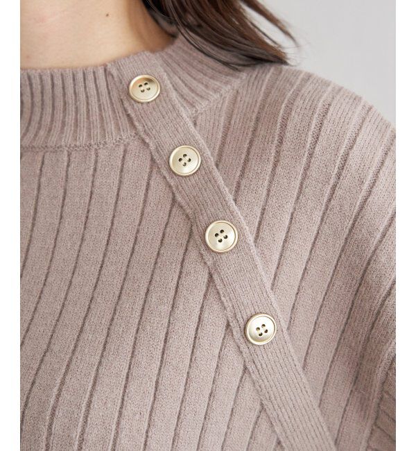 ikka「肩ボタンワイドリブニットプルオーバー」|プルオーバー|