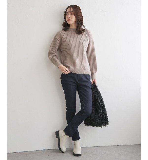 ikka「肩ボタンワイドリブニットプルオーバー」|プルオーバー|