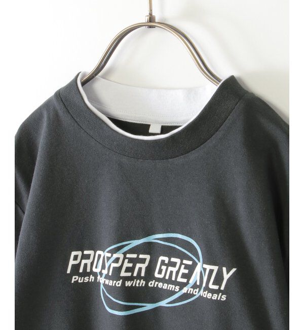 ikka kids「ダブルネック袖レイヤードロゴTシャツ（120~160cm）」|Tシャツ・カットソー|