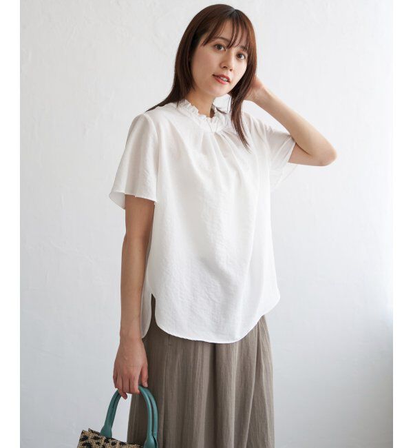 ikka「襟フリル2WAY半袖ブラウス」|シャツ・ブラウス|