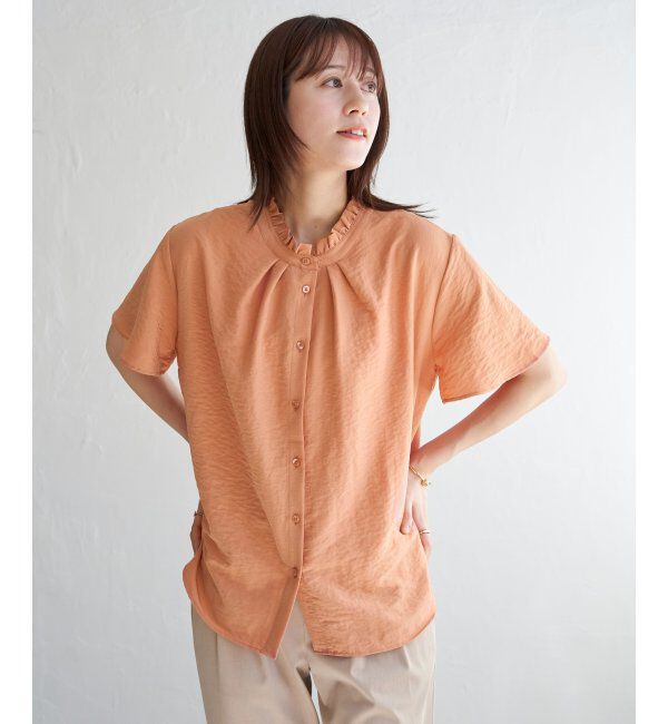 ikka「襟フリル2WAY半袖ブラウス」|シャツ・ブラウス|