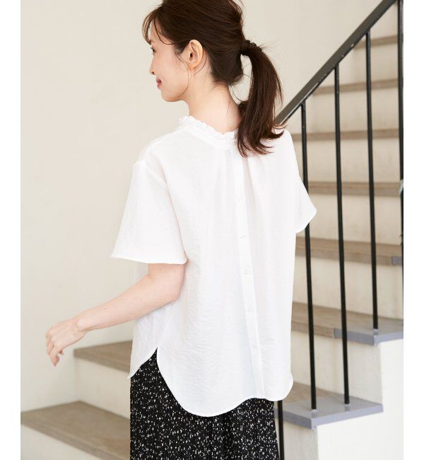 ikka「襟フリル2WAY半袖ブラウス」|シャツ・ブラウス|