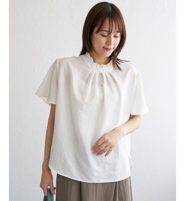ikka「襟フリル2WAY半袖ブラウス」|シャツ・ブラウス|