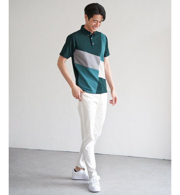 ikka「ブロックス鹿の子ナナメ切り替えポロシャツ」|その他|
