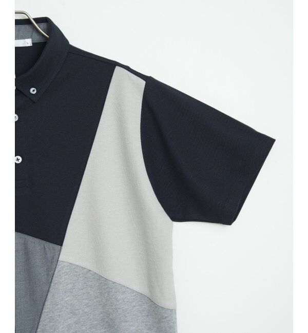 ikka「ブロックス鹿の子ナナメ切り替えポロシャツ」|その他|